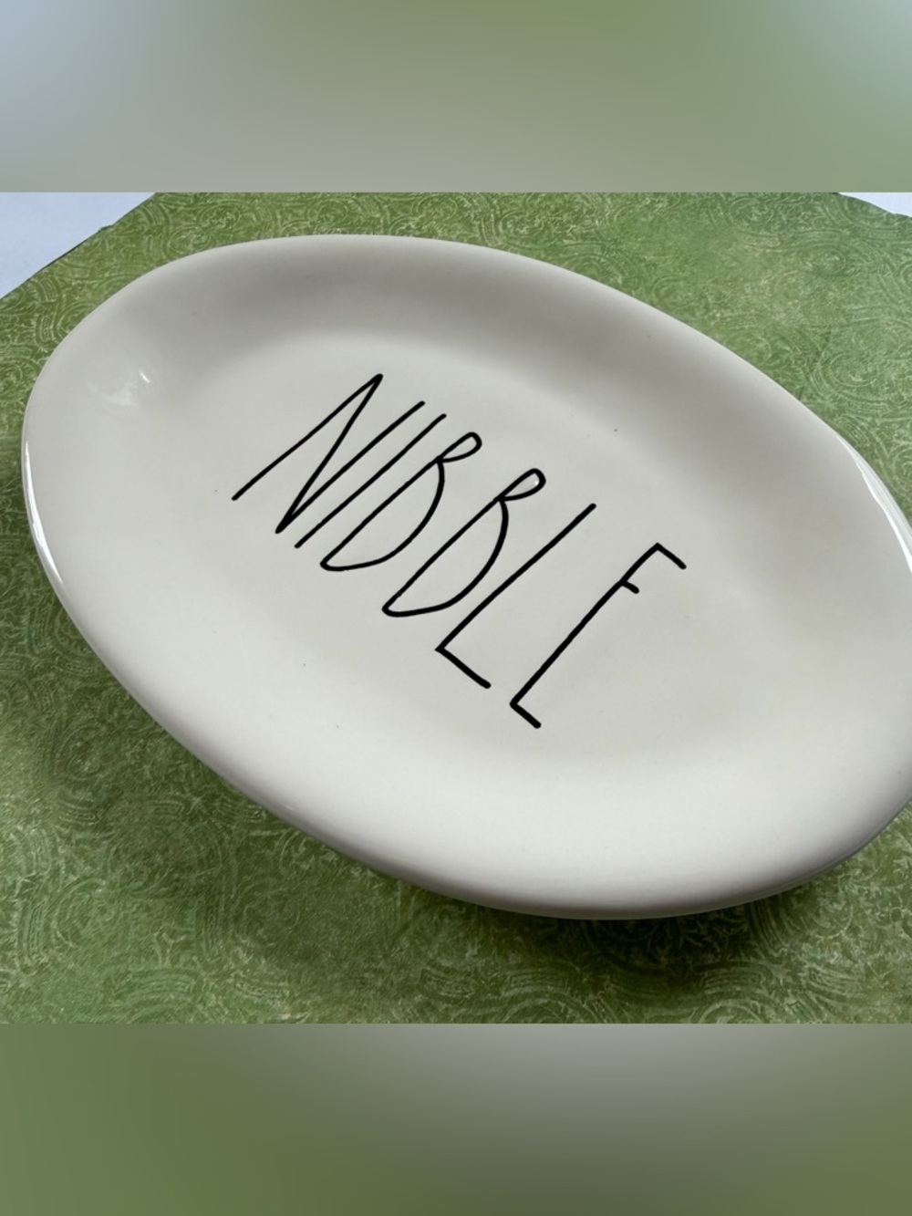 Rae Dunn NIBBLE Plate Artisan Collection Oval 8" Snack Appetizer Farmhouse White - Picture 2 of 8